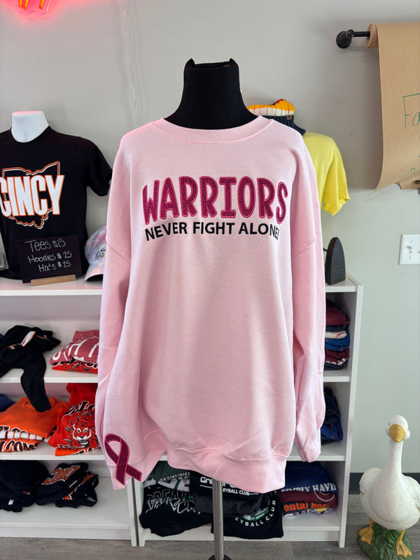 Warriors never fight alone Custom Side Ribbon Embroidered Crewneck