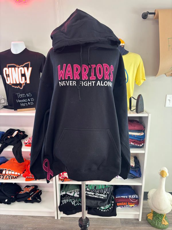 Warriors never fight alone Custom Side Ribbon Embroidered Hoodie